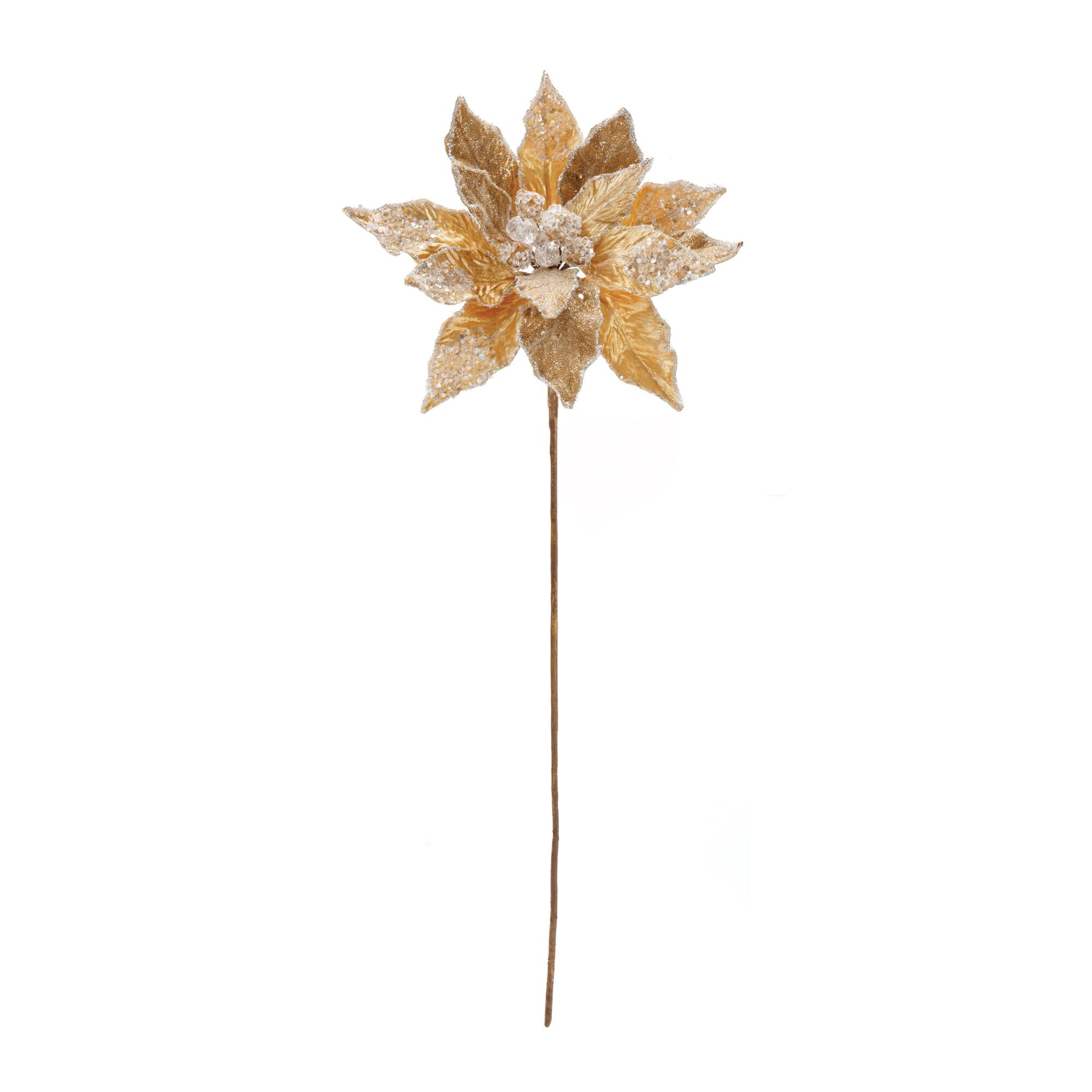 28" Beaded Velvet Poinsettia Flower Stems, 2ct.